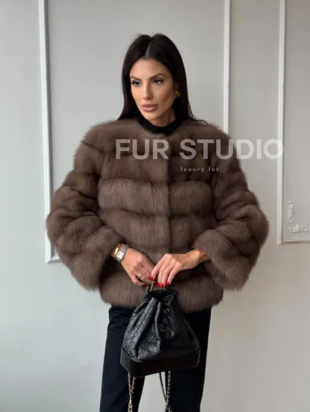 Шуба из меха куницы Truffle с воротником шанель - фото 9