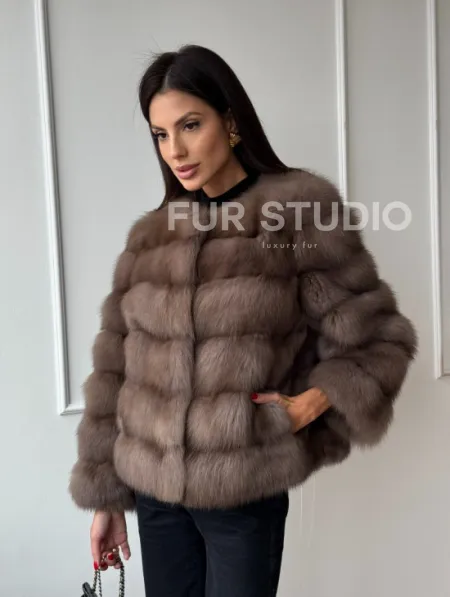 Шуба из меха куницы Truffle с воротником шанель - фото 7