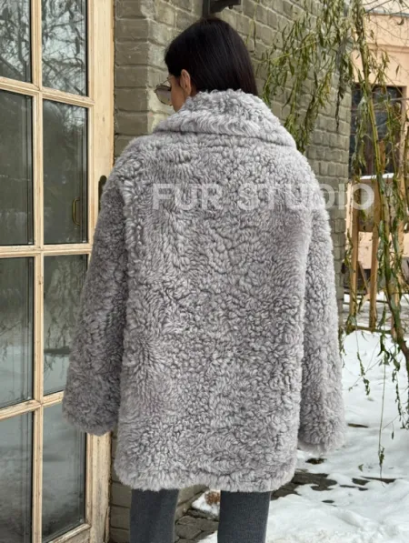 Короткая шубка - дублёнка из овчины - фото 5