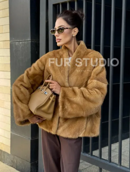 Норковый жакет Gold воротник V-образный - фото 7