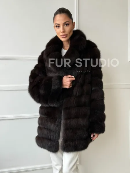 Шуба из куницы английский воротник - фото 12