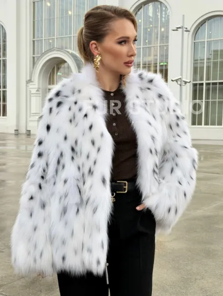Шуба укороченная из арктической лисы под рысь - фото 8