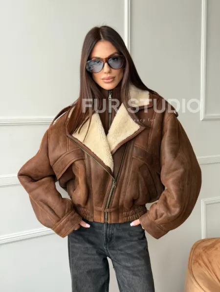 Молодежная куртка - дубленка из овчины - фото 12