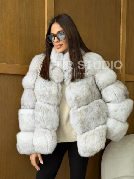 Шуба из натурального песца - стойка воротник - фото 11
