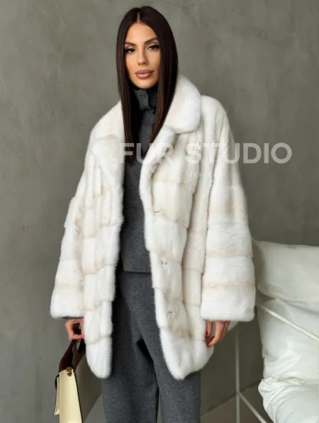 Полушубок норковый в цвете паломино - фото 0