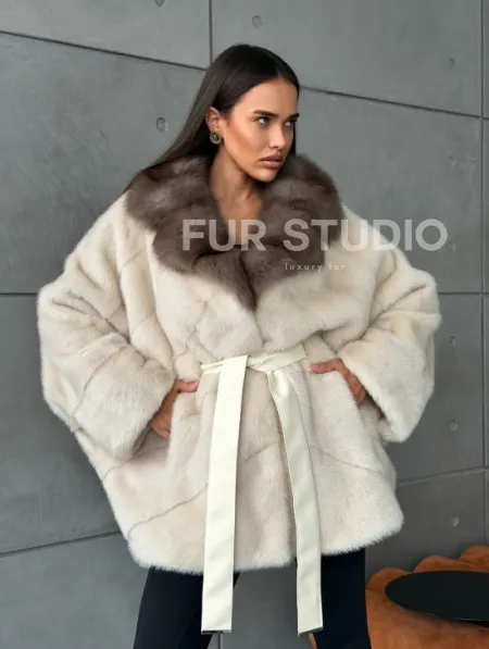 Норковая шуба - куртка с мехом куницы - фото 10