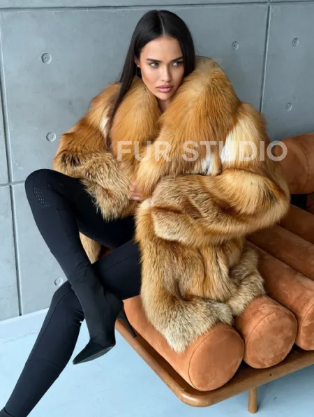 Шуба из натурального меха лисы - фото 5