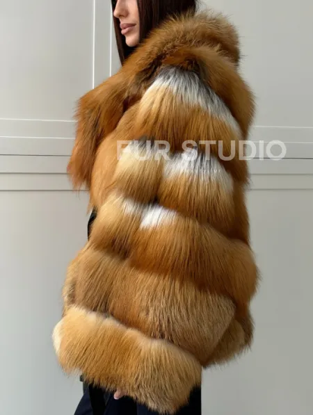 Шуба из лисы огневки - оверсайз - фото 3