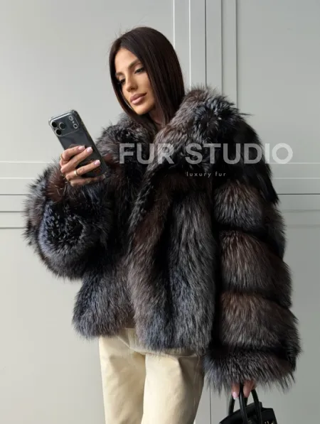 Шуба из меха блюфрост - воротник английский - фото 10