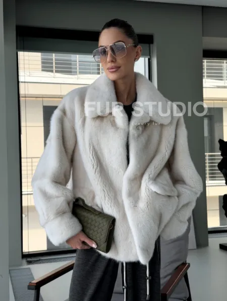 Модная женская норковая куртка - фото 10