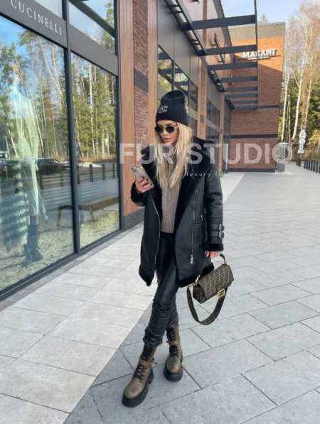 Дубленка авиатор удлиненная - фото 8