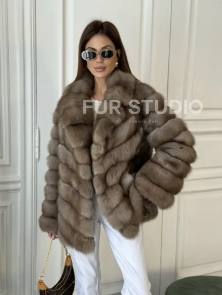 Шуба из куницы воротник английский - фото 1