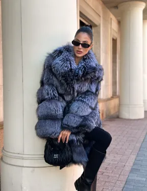 Шуба из меха чернобурой лисы - поперечка - фото 4