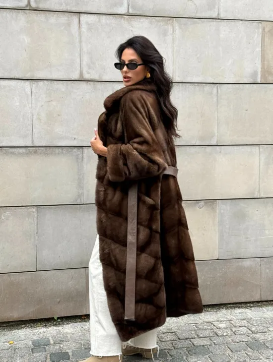 Кимоно шуба английский воротник - цвет соболь - фото 10