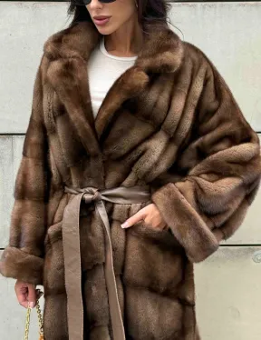 Кимоно шуба английский воротник - цвет соболь - фото 3