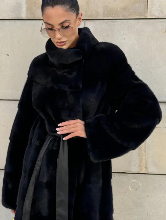 Шуба из скандинавской(плюшевой) норки - стойка воротник - фото 6