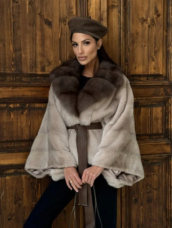 Женское меховое манто из норки  Pastel - 