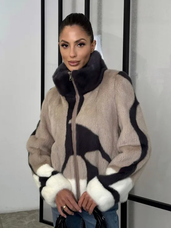 Норковая шуба - бомбер на молнии - фото 10