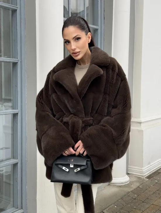 Летучка - шуба из норки с английским воротником цвет 