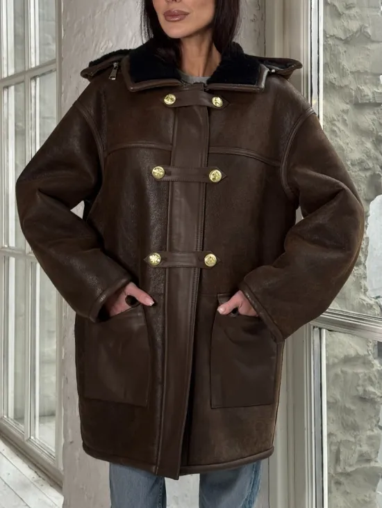 Двухсторонняя дублёнка из овчины с отстегивающимся капюшоном - фото 2