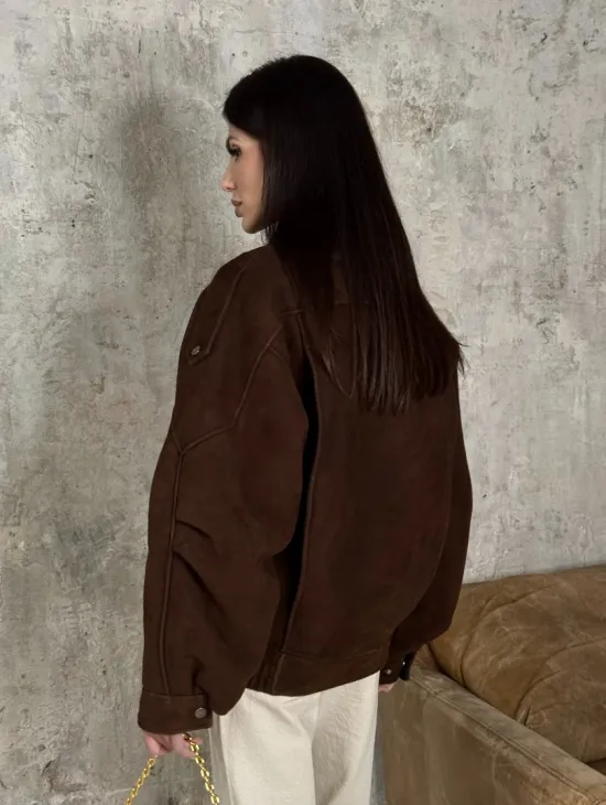 Дубленка - бомбер на молнии из овчины MERINO - фото 5