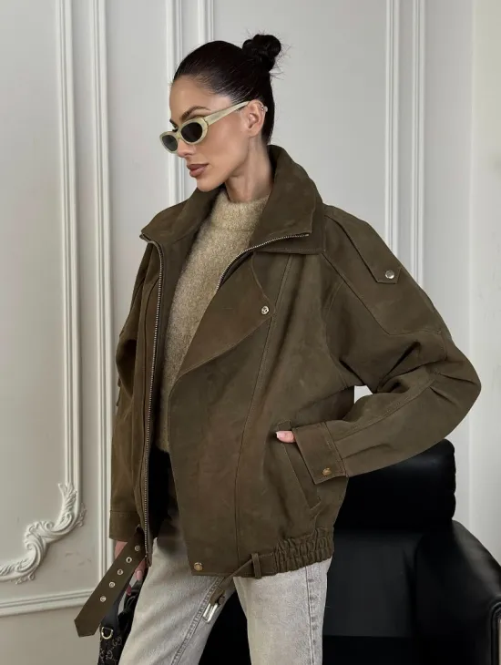 Популярная натуральная женская кожаная куртка-бомбер  