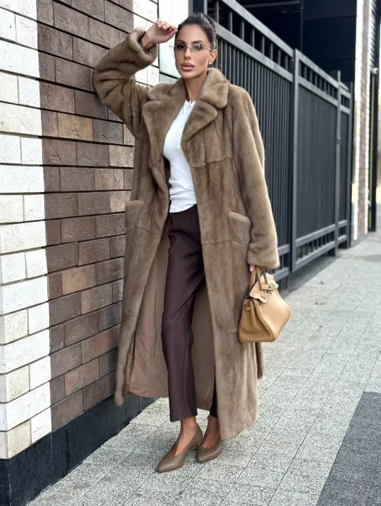 Женская длинная норковая шуба Pastel - фото 0