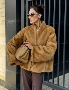 Норковый жакет Gold воротник V-образный - фото 7