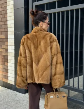 Норковый жакет Gold воротник V-образный - фото 8