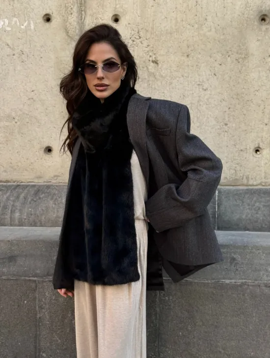 Черная норковая манишка - фото 13