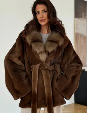 Норковый полушубок - цвет соболь - фото 3