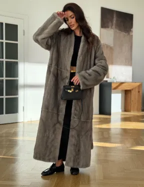 Норковая шуба серая длинная SILVER PREMIUM - фото 4