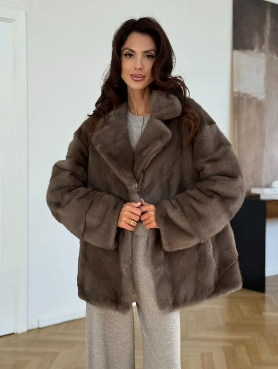 Шуба сasual art из меха норки lavender - фото 9