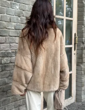 Норковый полушубок - автоледи с куницей - фото 2