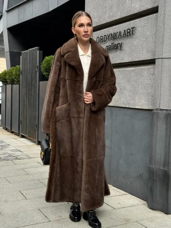 Норковая шуба - цвет соболь - фото 10