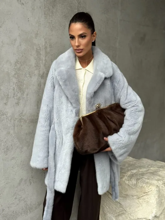 Полушубок из голубой норки - фото 11