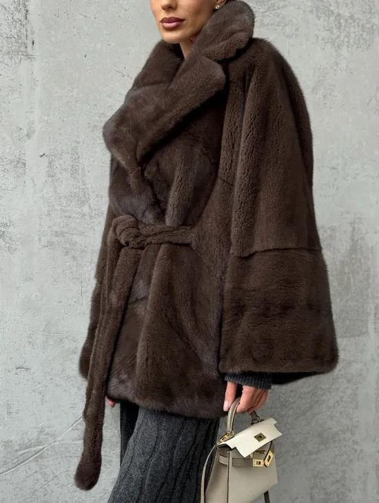 Полушубок норковый с английским воротником - летучка - фото 6