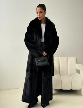 Черная норковая шуба с поясом - фото 8