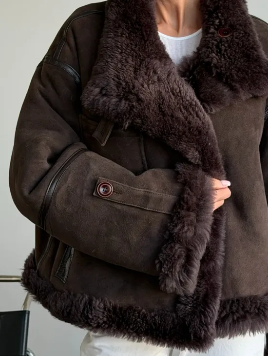 Женская двухсторонняя дубленка - фото 1