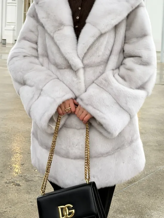 Белая норковая шуба с капюшоном - автоледи - фото 2