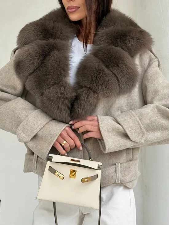 Куртка - пальто с мехом финского песца - фото 2