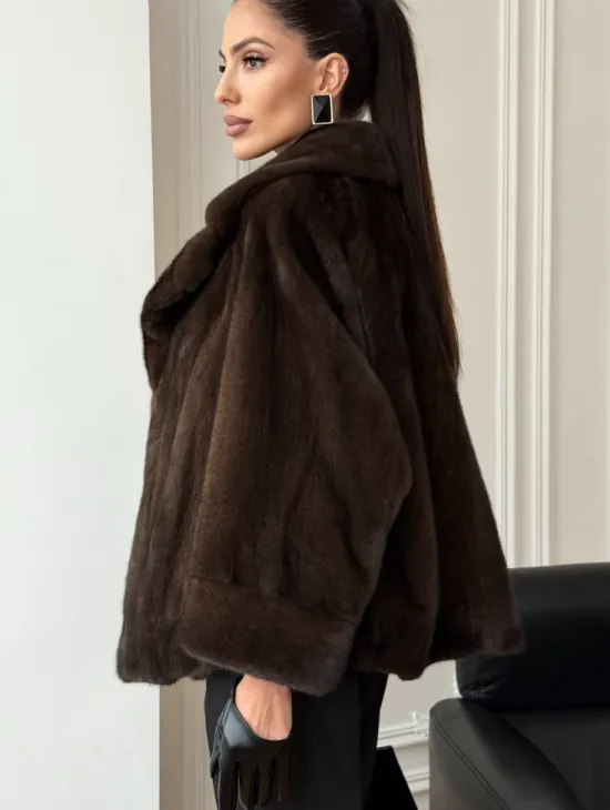 Короткая шуба из натурального меха норки - фото 7