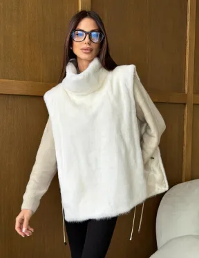 Белая норковая манишка - фото 0