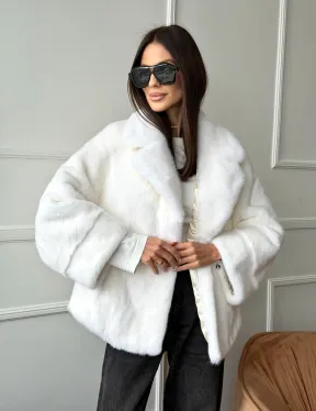 Белая шуба из скандинавской норки - фото 11