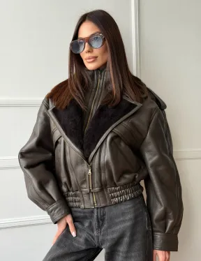 Стильная куртка - дубленка из овчины - фото 8