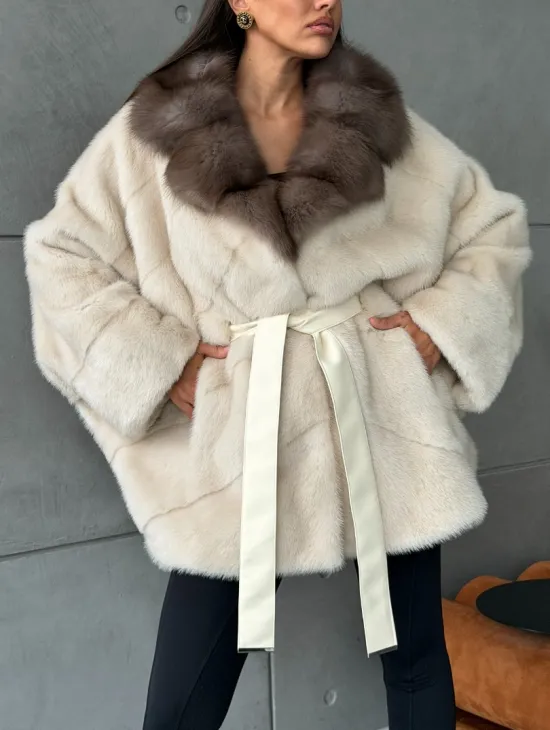 Норковая шуба - куртка с мехом куницы - фото 3