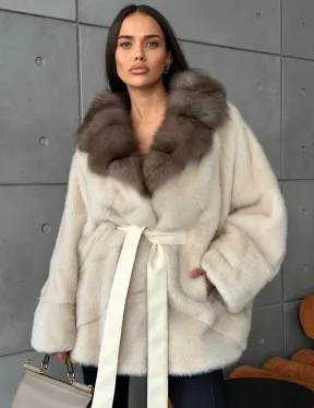 Норковая шуба - куртка с мехом куницы - фото 4