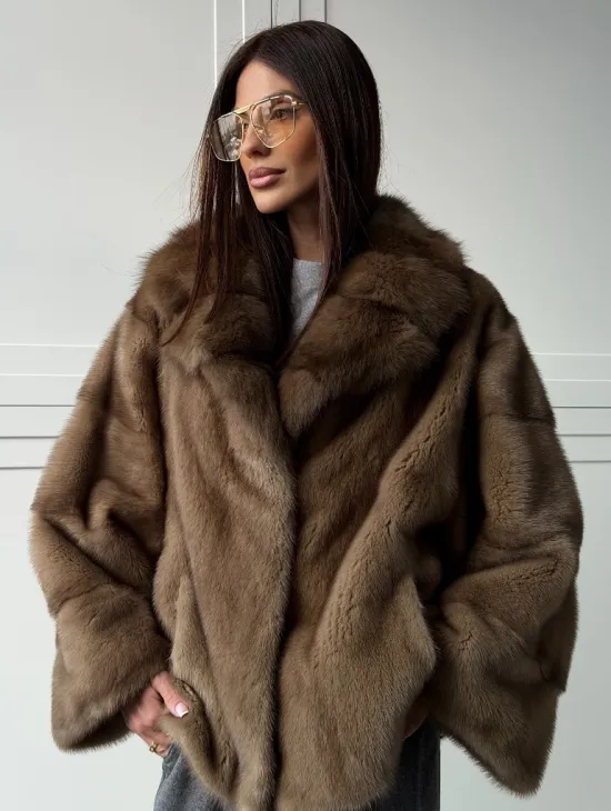 Куртка из меха норки - воротник куница - фото 8