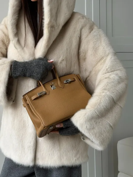 Норковый полушубок с капюшоном кобра - фото 2