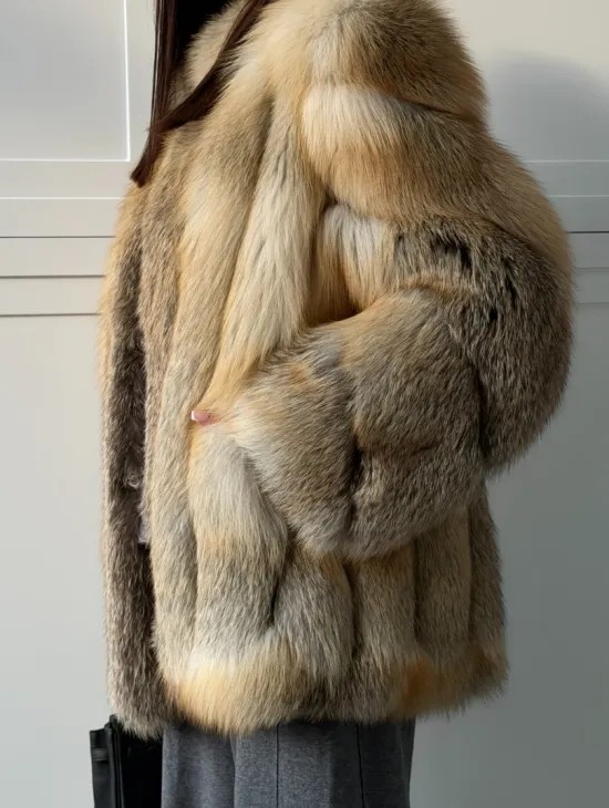 Полушубок из лисы - рукава косички - фото 1